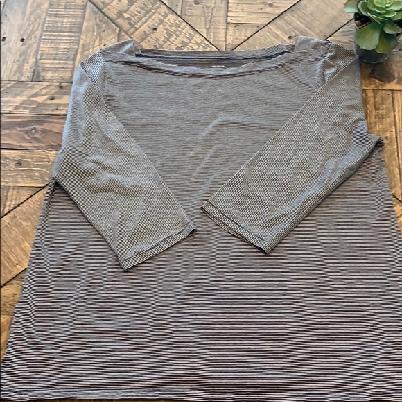 LOFT Navy and White Pinstripe Top - Picture 2 of 5